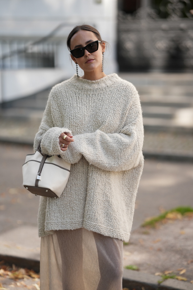 Chunky Knit Sweater with a Sheer Nude Skirt Chunky Knit Sweater with a Sheer Nude Skirt — Winter Date Night Outfits