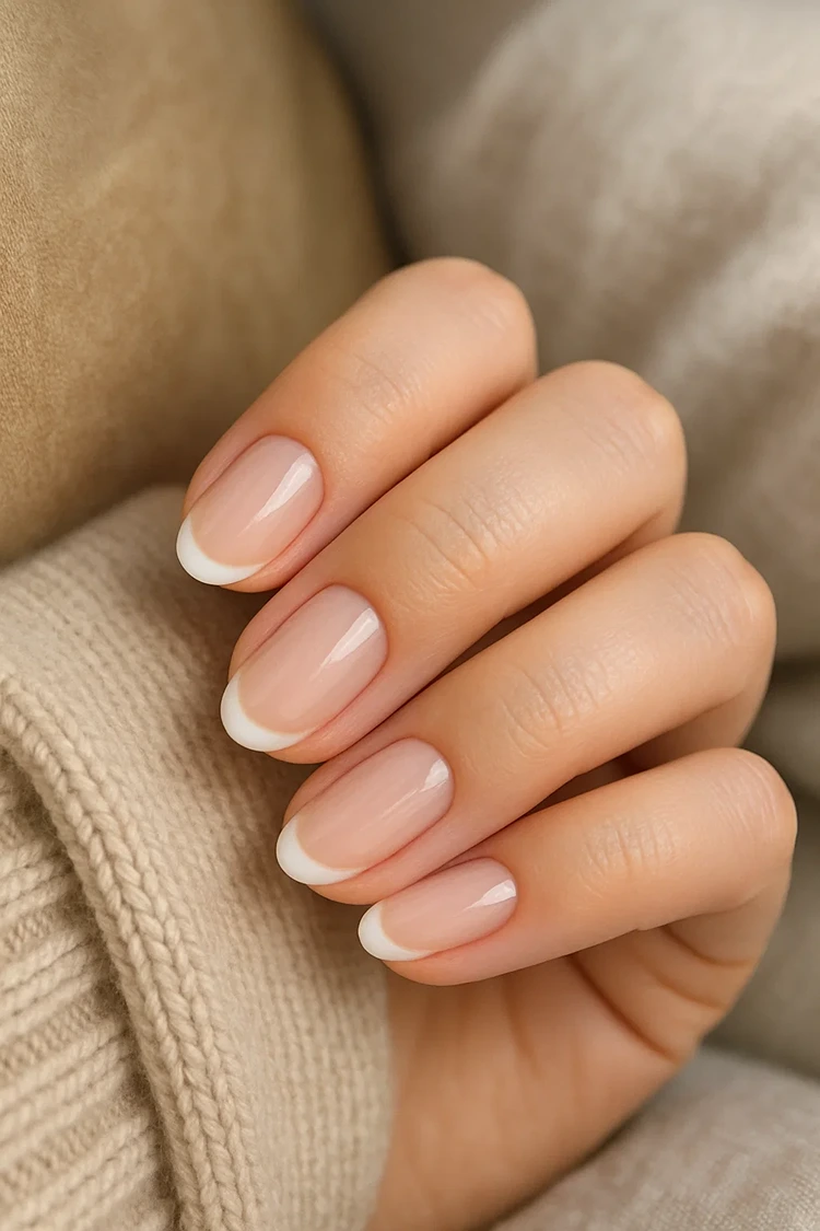 White French Tips Visual Idea — Natural Winter Nails