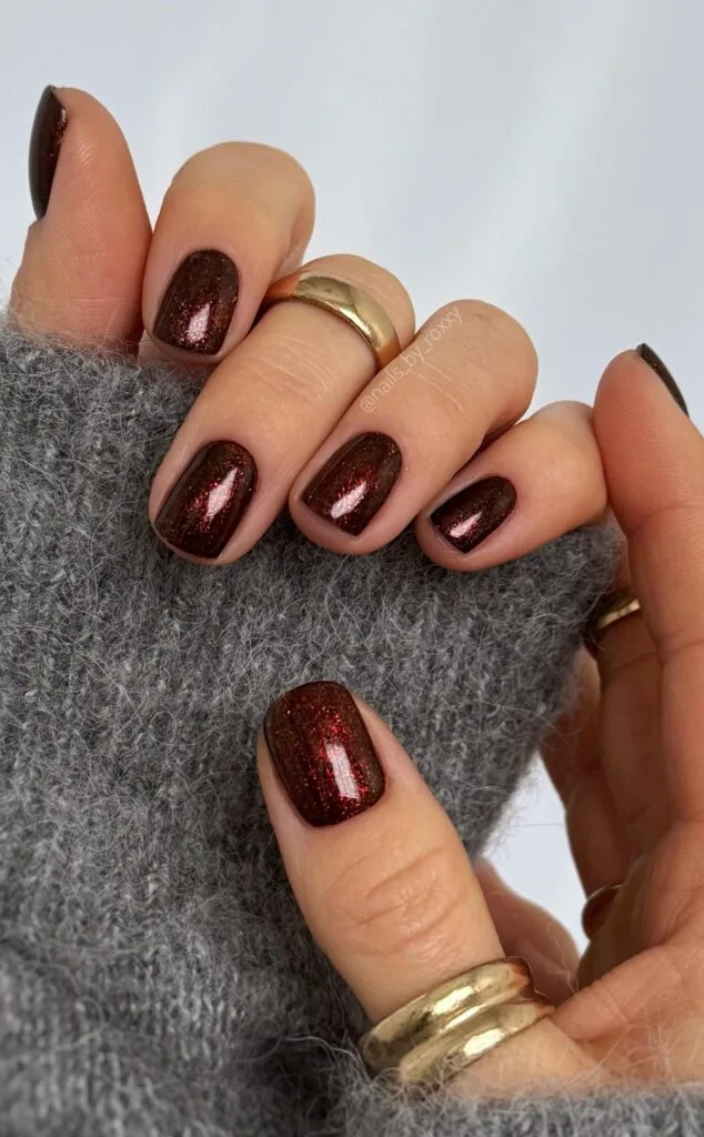 Subtle Shimmer In Polish Visual Idea — Short Winter Square Nails