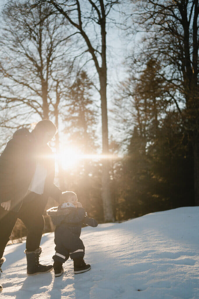 Cozy Puffer Snowsuit for a Child's Winter Portrait — Winter Family Photo Outfits