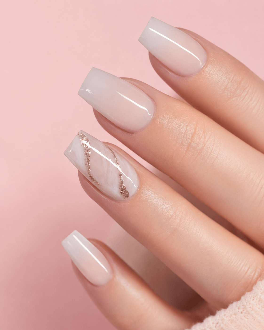 Glossy Visual Idea — Winter Marble Nails