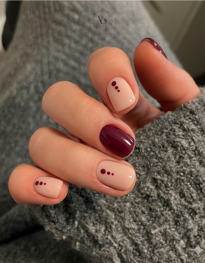 Minimalist Dot Art Short Round Nails Minimalist Dot Art Short Round Nails — Winter Nail Colors for Pale Skin