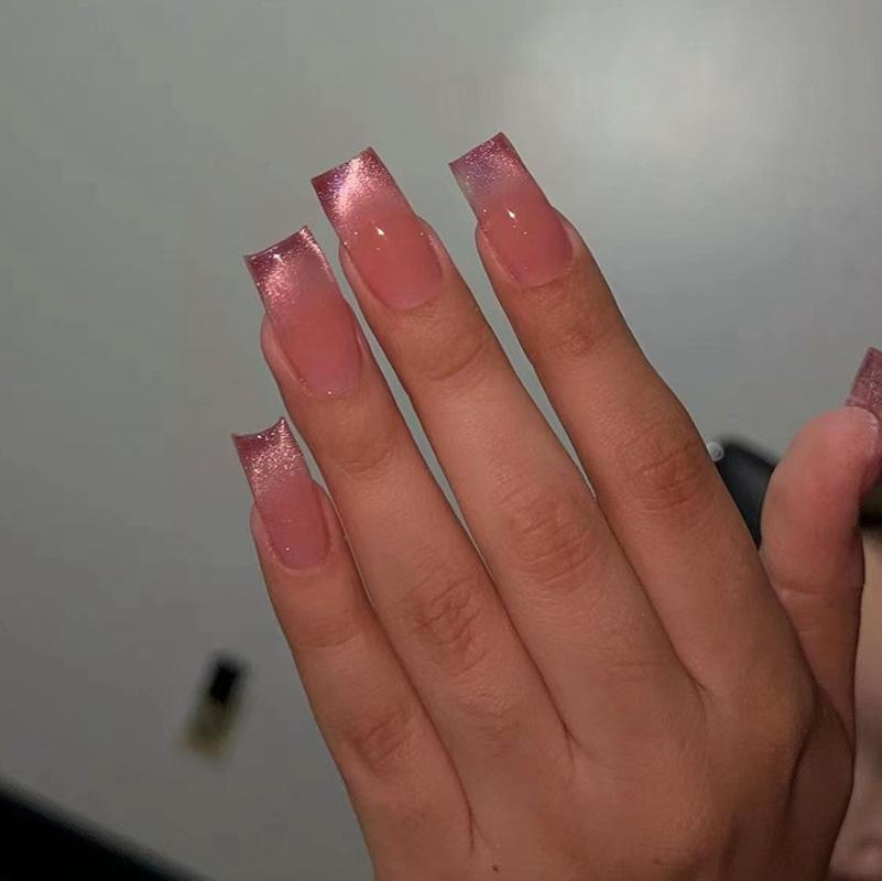 Milky Pink Gradient Glitter Tips Milky Pink Gradient Glitter Tips — Winter Nail Colors for Women Over 50