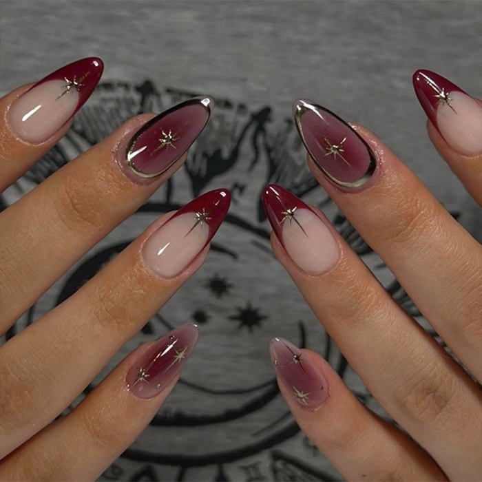 Dramatic Red to Pink Gradient Stilettos — Winter Acrylic Nails