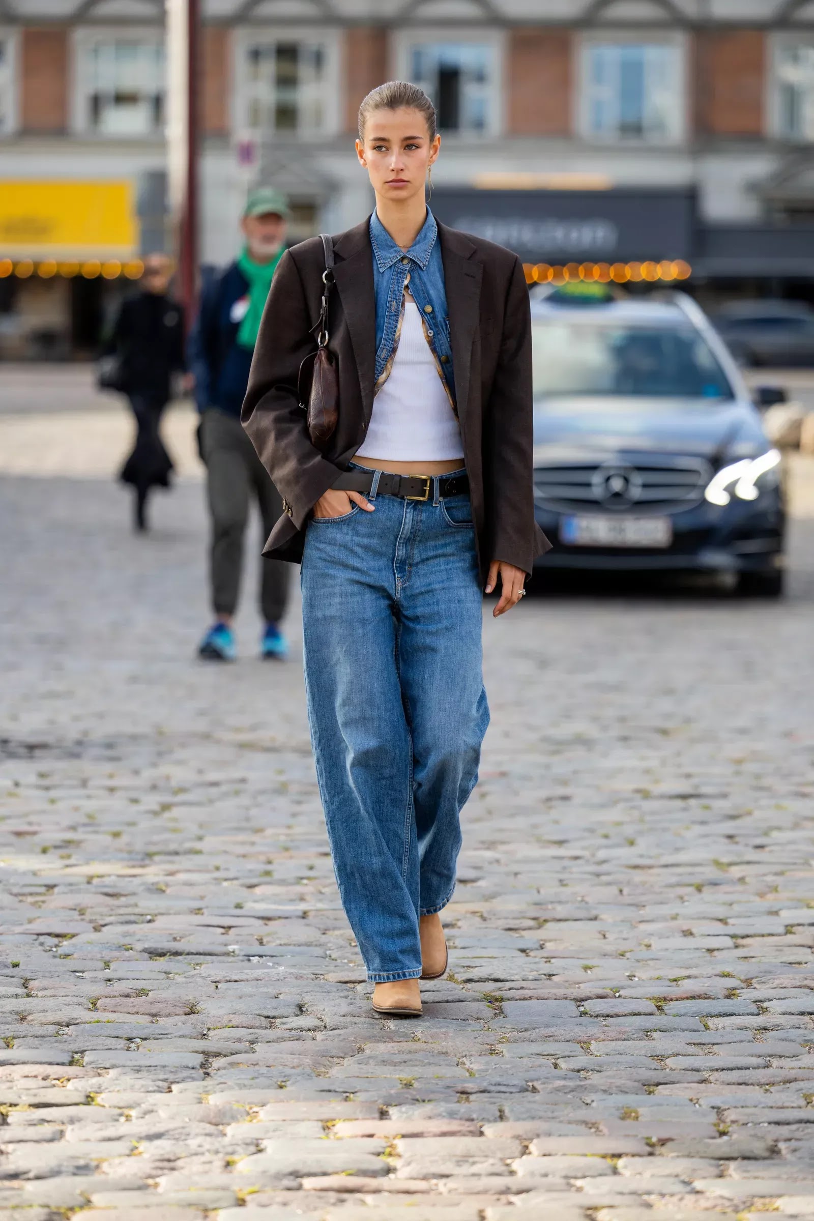 Layered Denim and Blazer with Wide Leg Jeans Layered Denim and Blazer with Wide Leg Jeans — Winter Outfits with Wide Leg Jeans