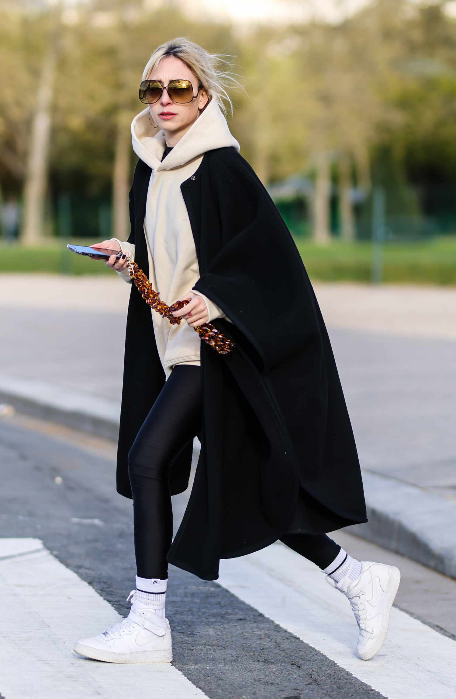 Dramatic Cape Coat Layered Over Leggings Dramatic Cape Coat Layered Over Leggings — Winter Outfits with Leggings
