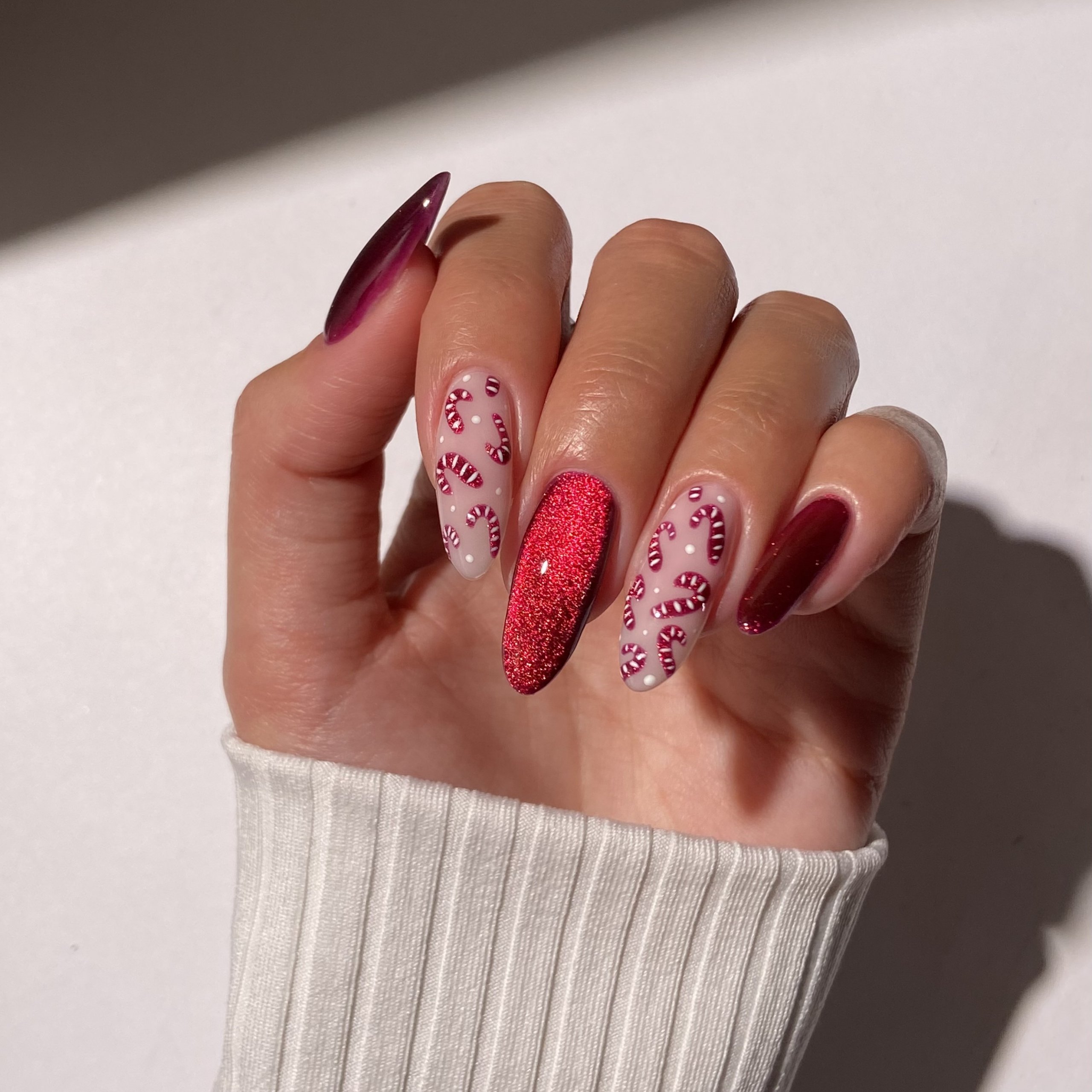 Long Square Deep Burgundy Glossy Nails — Classy Winter Nails