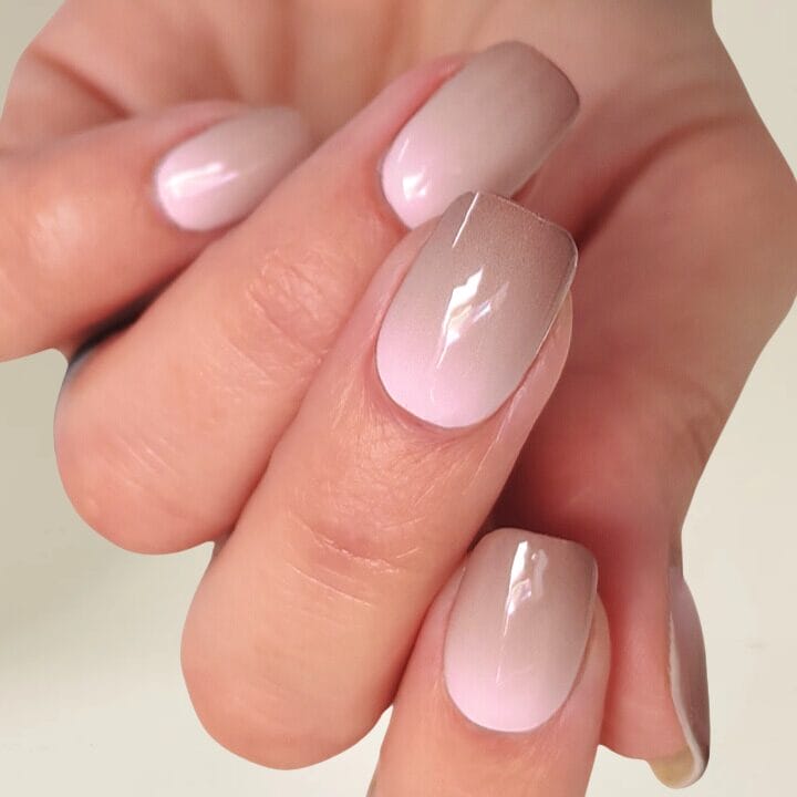 Nude to Gold Chrome Ombre — Winter Ombre Nails