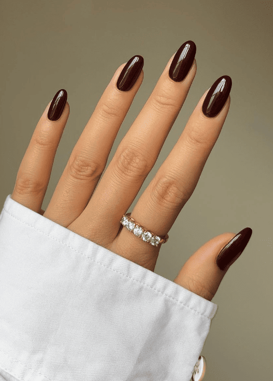 Medium Oval Deep Burgundy Glossy Medium Oval Deep Burgundy Glossy — Winter Nail Colors