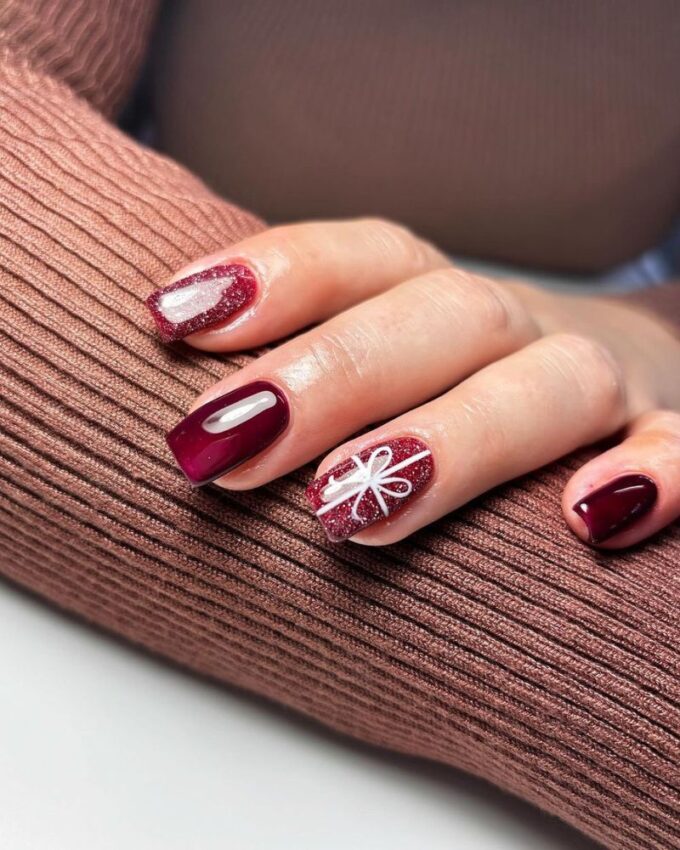Winter Holiday Visual Idea — Winter Red Nails