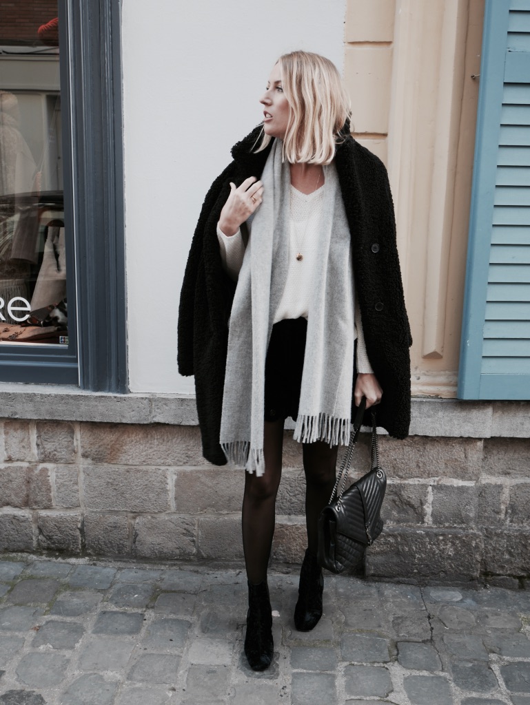 Textural Appeal: Teddy Coat with Knit and Skirt Textural Appeal: Teddy Coat with Knit and Skirt — Early Winter Outfits