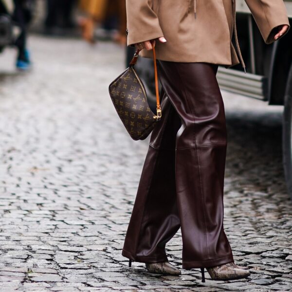 High-Waisted Leather Culottes with Embellished Top High-Waisted Leather Culottes with Embellished Top — Leather Pants Outfits