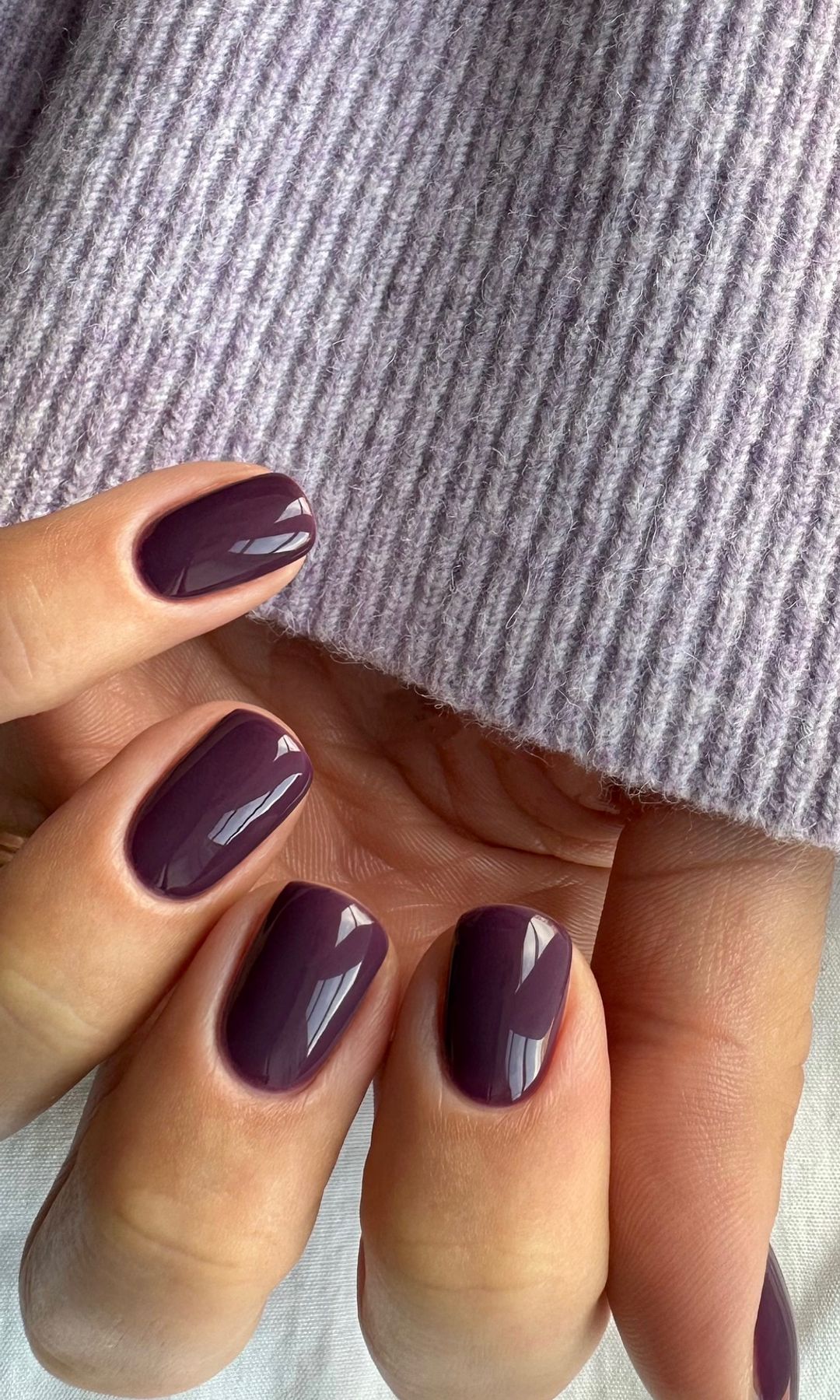 Deep Plum Purple Glossy Medium Square Deep Plum Purple Glossy Medium Square — Winter Nail Colors for Women Over 60