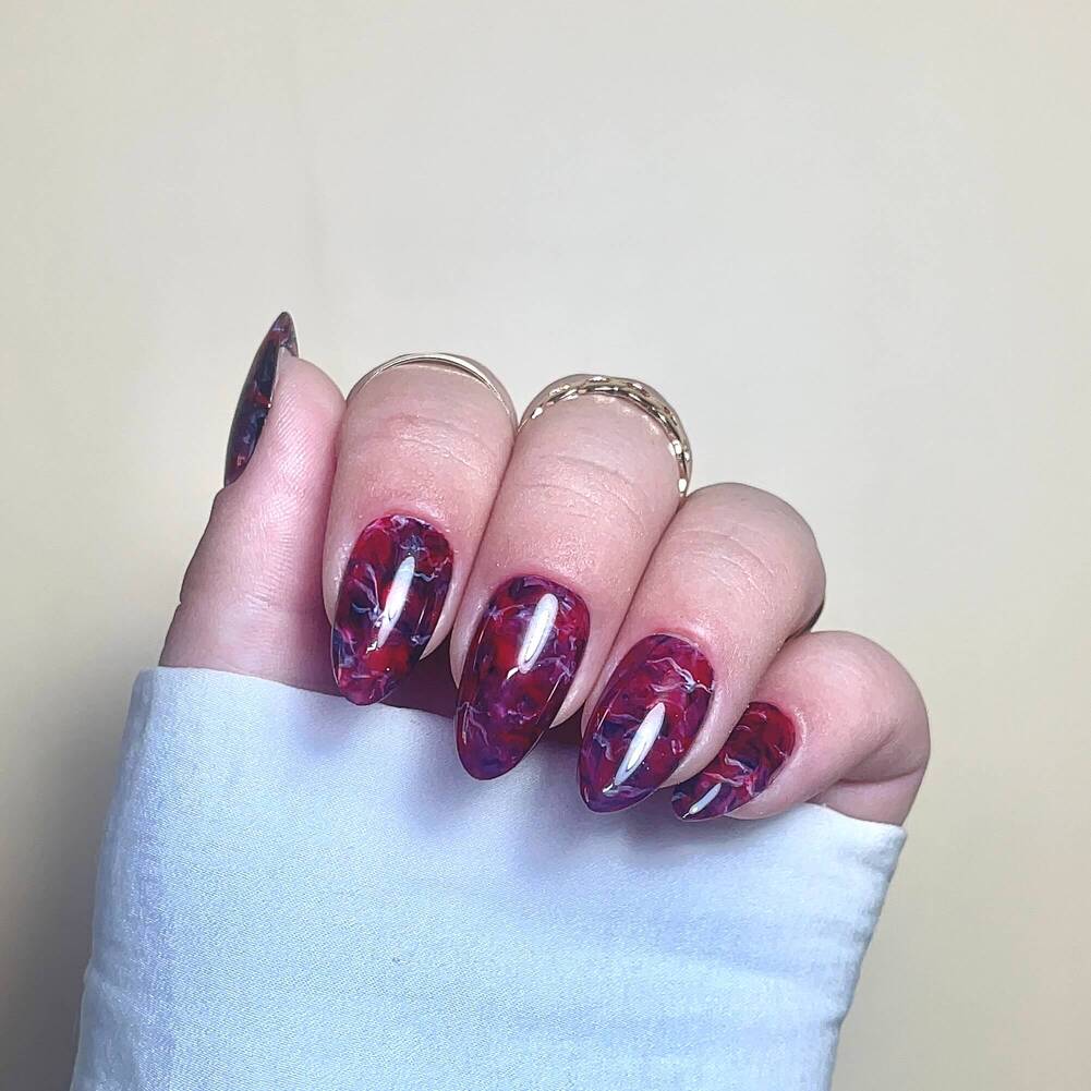 Swirl Marble Effect Visual Idea — Winter Marble Nails
