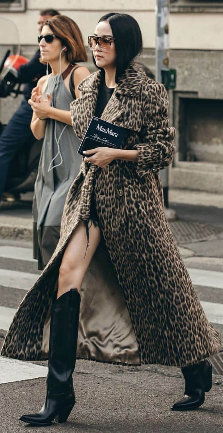 Bold Leopard Print Long Coat Statement Look — Long Coat Outfits