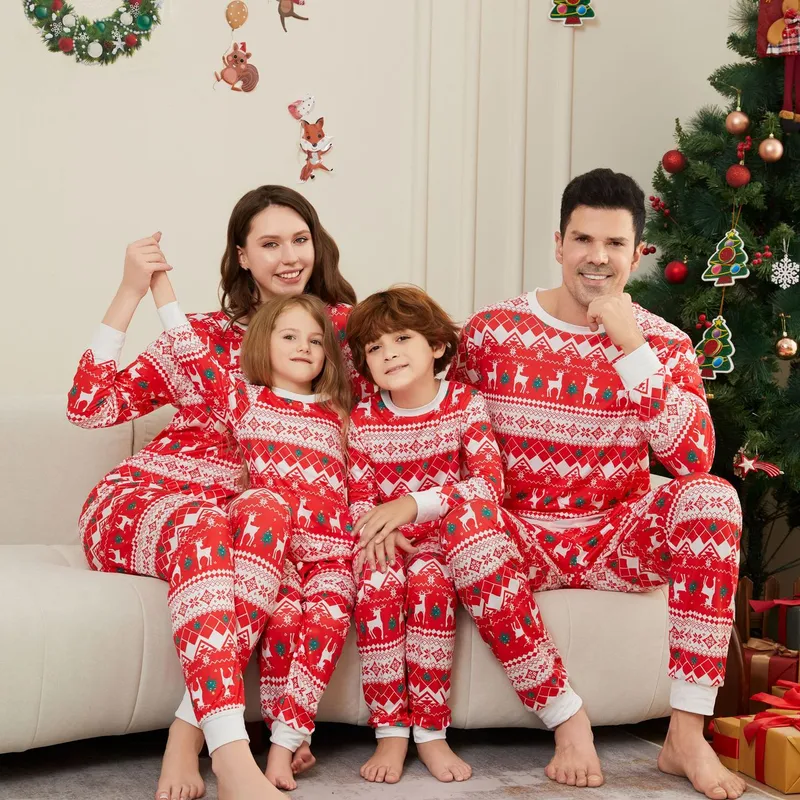 Festive Reindeer Pajamas for a Cozy Christmas Family Photo — Winter Family Photo Outfits