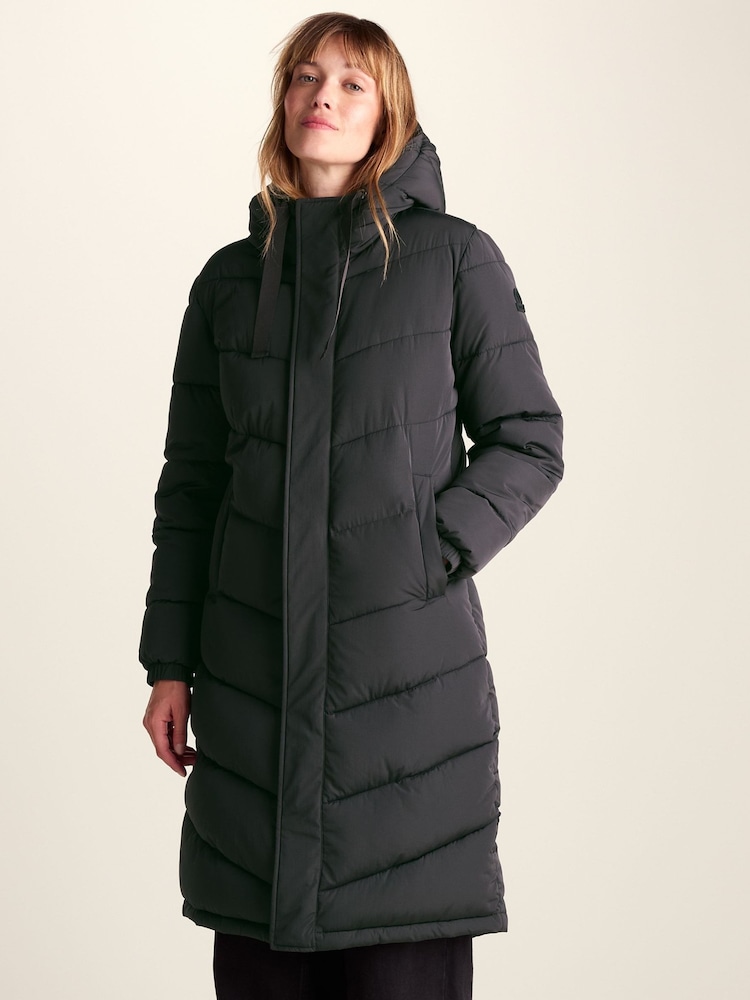 Black Puffer with Grey Trim for Subtle Detail Black Puffer with Grey Trim for Subtle Detail — Long Puffer Coat Outfits