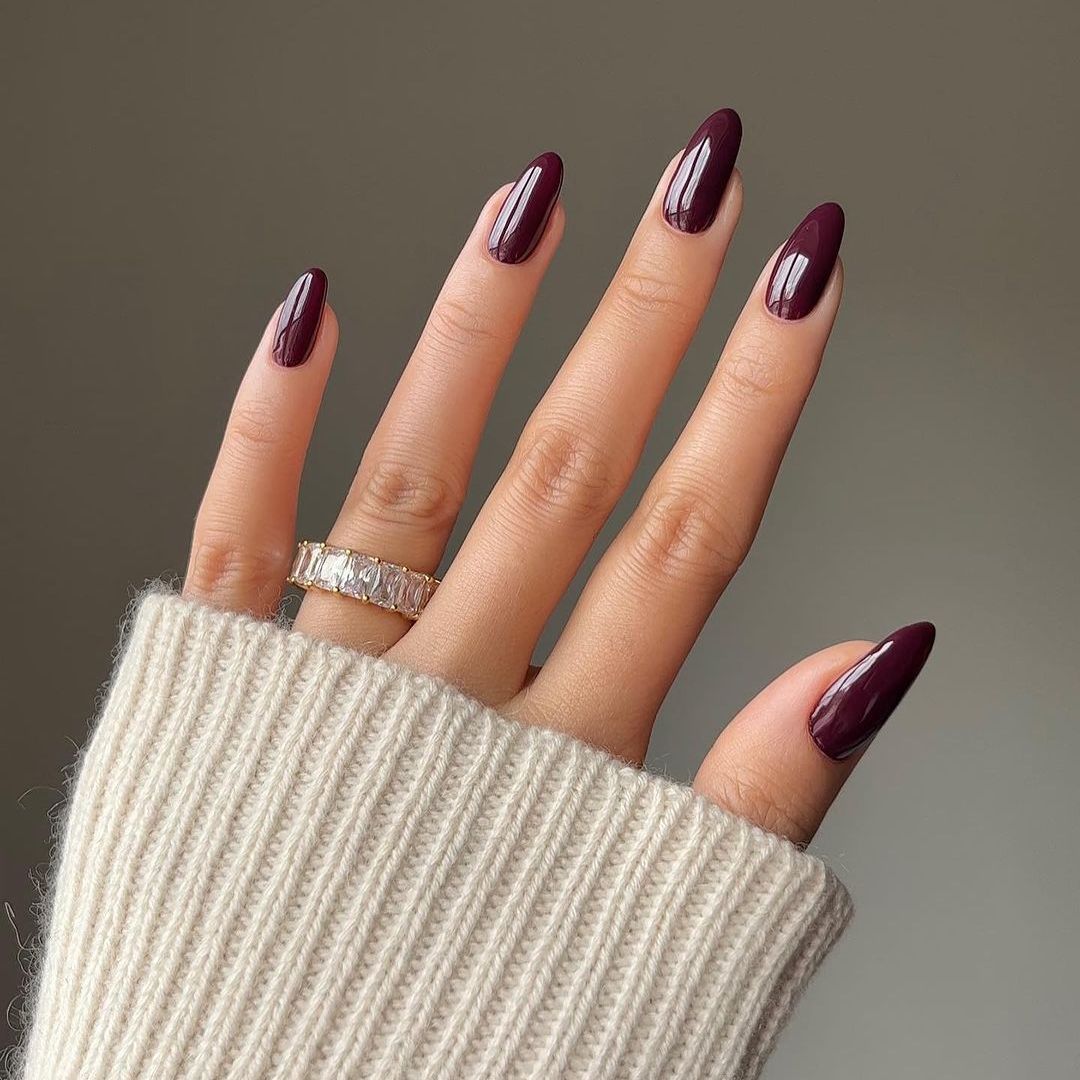 The Single Detail A Reader Notices First Deep Matte Burgundy Almond Nails — Winter Almond Nails