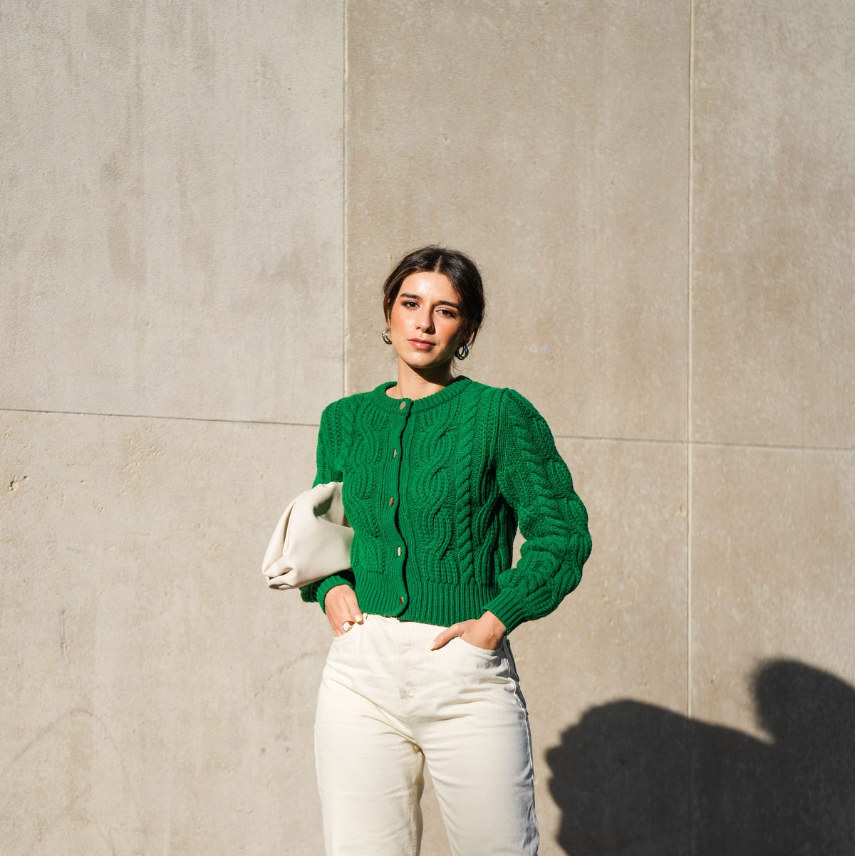 Vibrant Green Cable Knit Cropped Cardigan Vibrant Green Cable Knit Cropped Cardigan — Cardigan Outfits