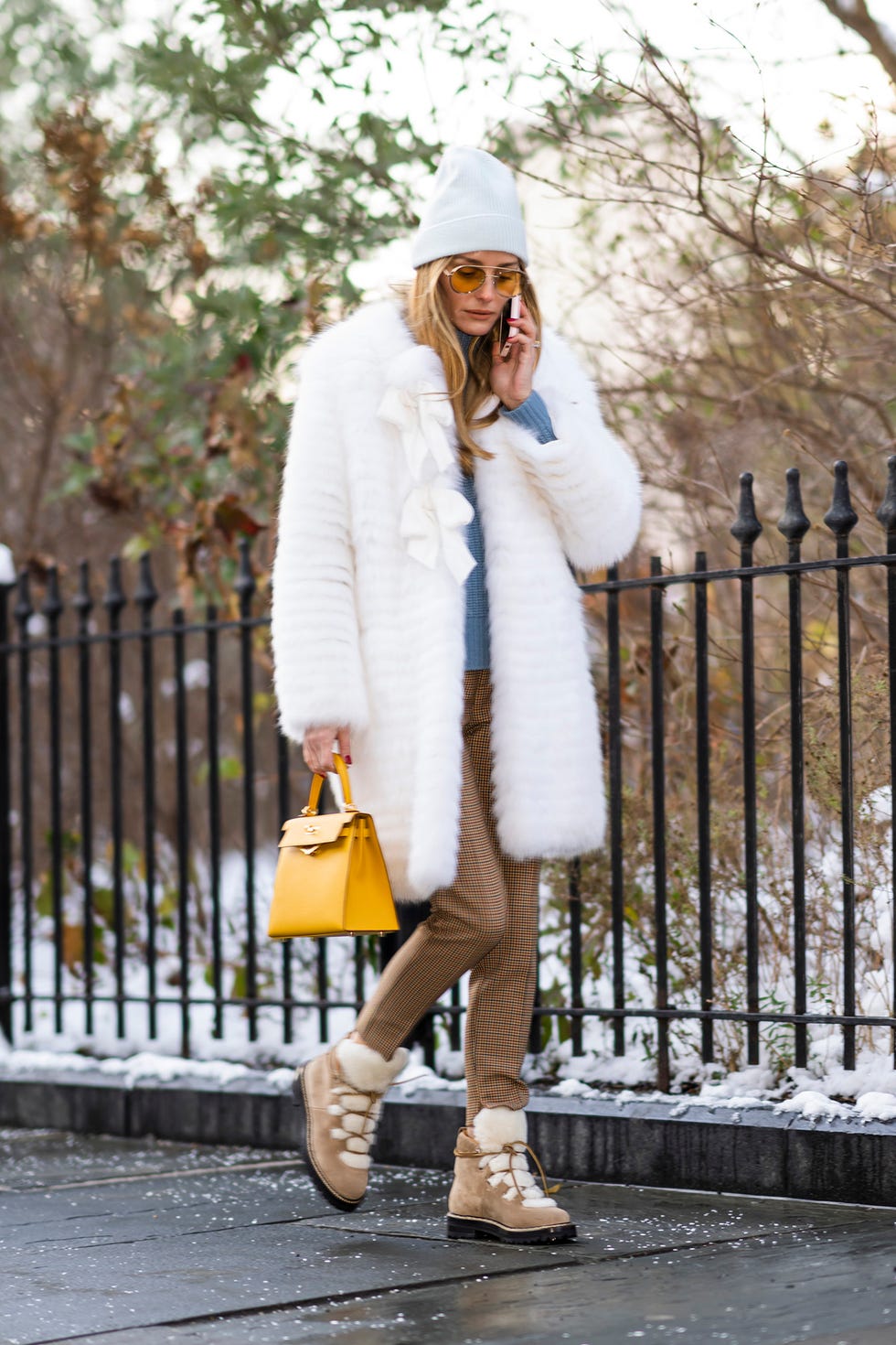White Faux Fur Coat with Bow Detail White Faux Fur Coat with Bow Detail — Apres Ski Outfits