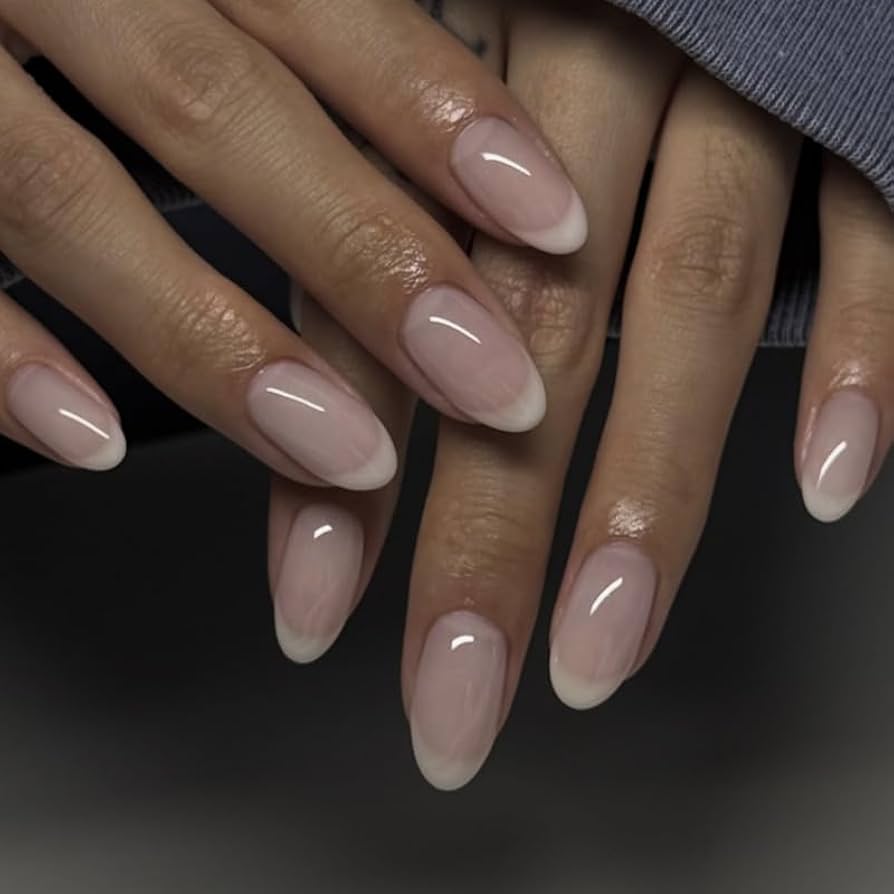 White French Tips On All Nails Visual Idea — Winter Round Nails