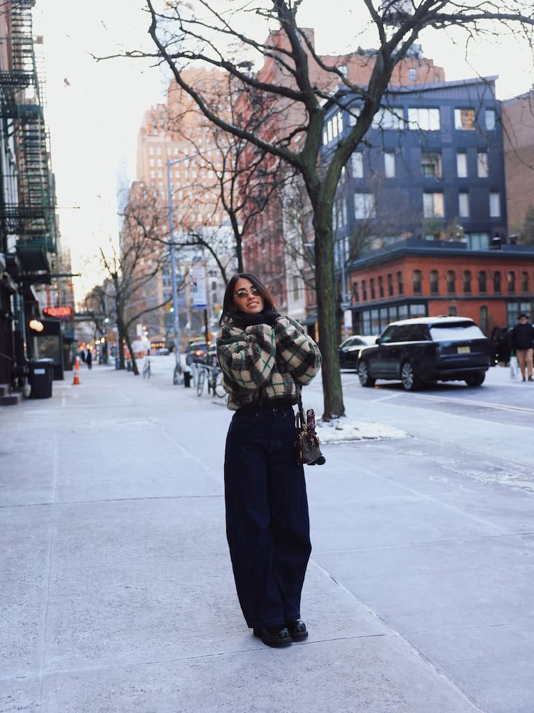 Cozy Plaid Fleece Meets Relaxed Denim for City Cool — NYC Winter Outfits
