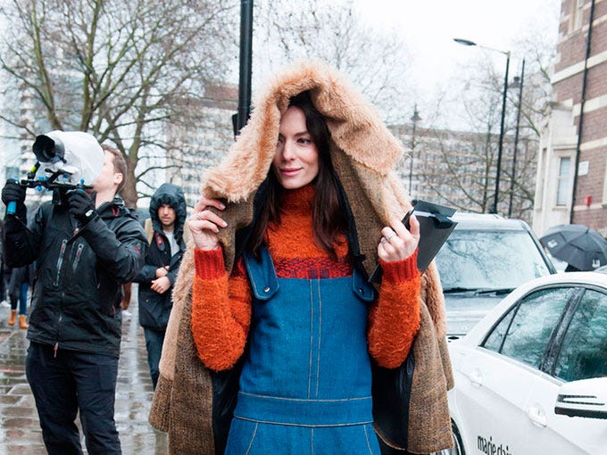 Denim Overalls with Fur-Lined Coat and Turtleneck Denim Overalls with Fur-Lined Coat and Turtleneck — London Winter Outfits