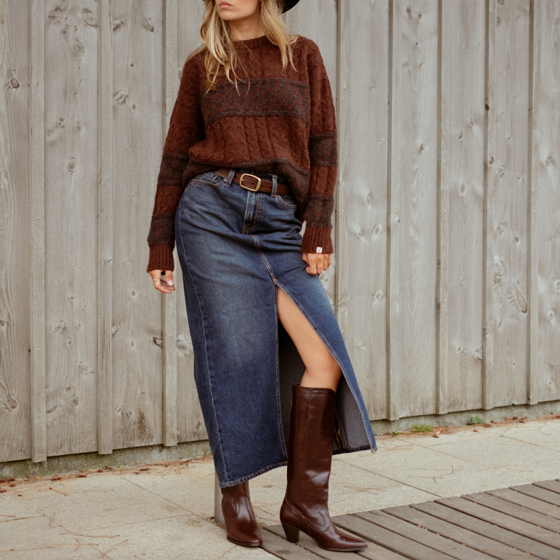 Knee-High Boots with Layered Top and Puffer Vest — Winter Boots Outfits