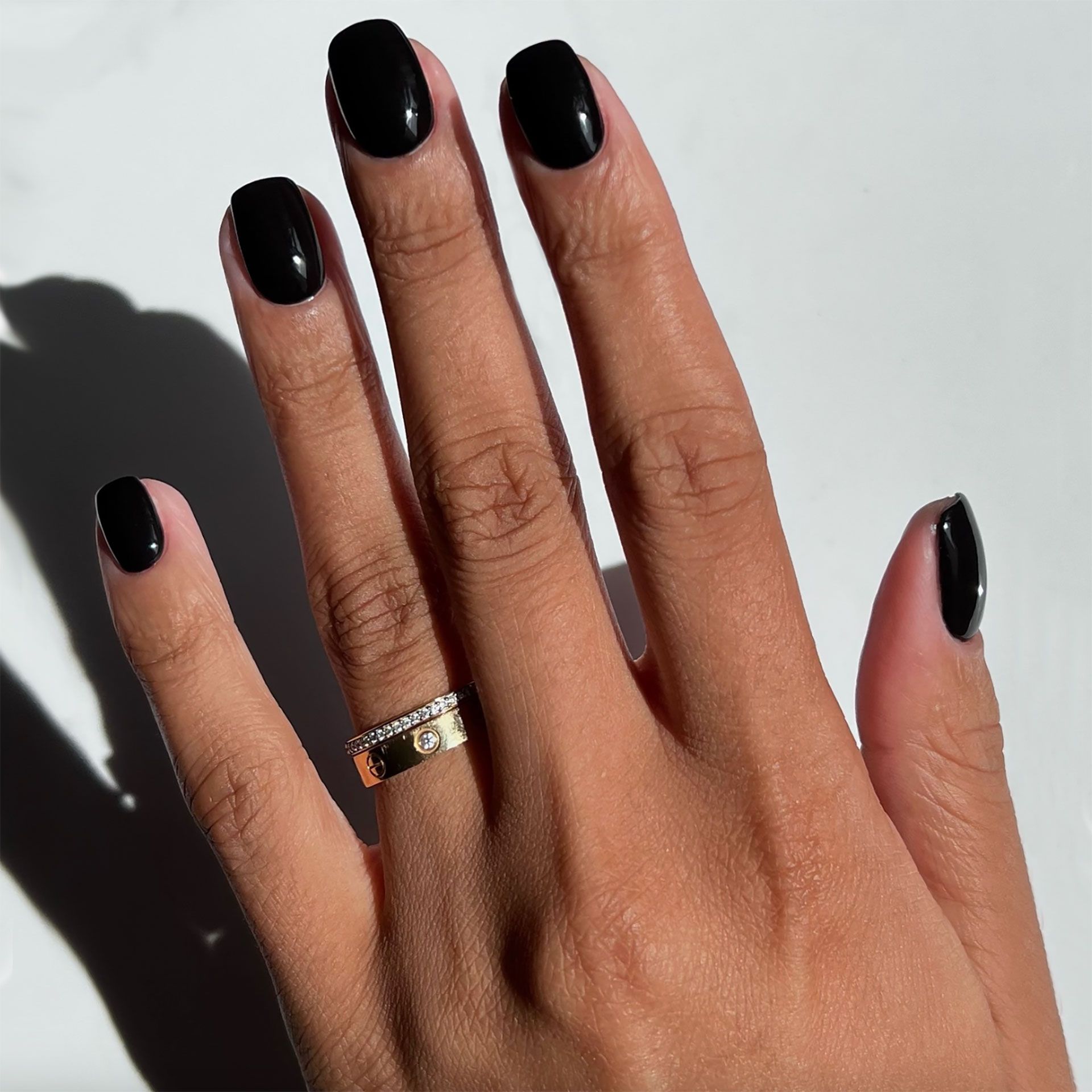 Bold Glossy Black Short Square Bold Glossy Black Short Square — Winter Nail Colors for Women Over 60