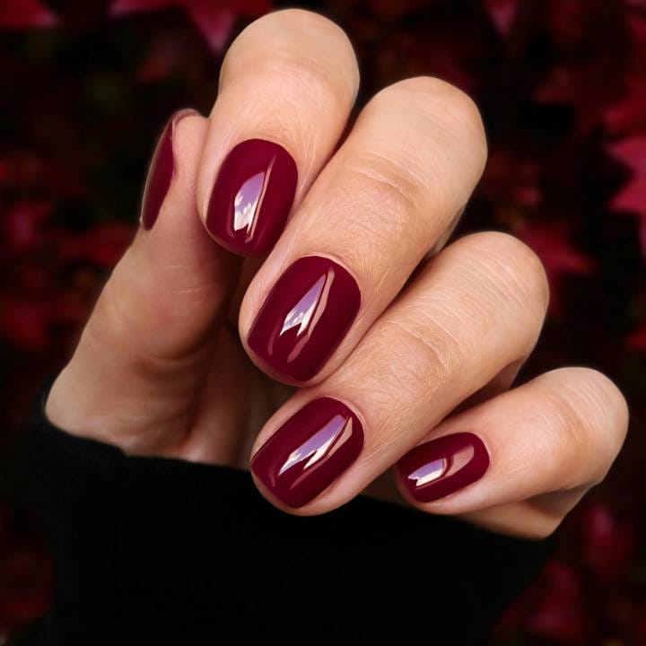 Short Oval Deep Burgundy Cool Glossy Short Oval Deep Burgundy Cool Glossy — Winter Nail Colors