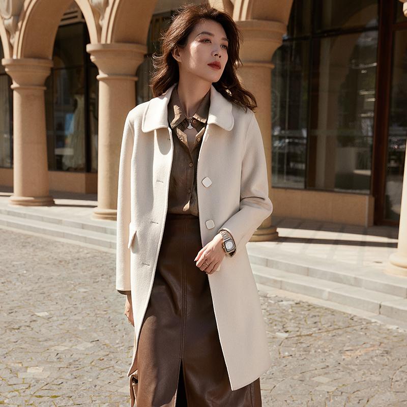 Cream Wool Coat with Leather Skirt Cream Wool Coat with Leather Skirt — Wool Coat Outfits