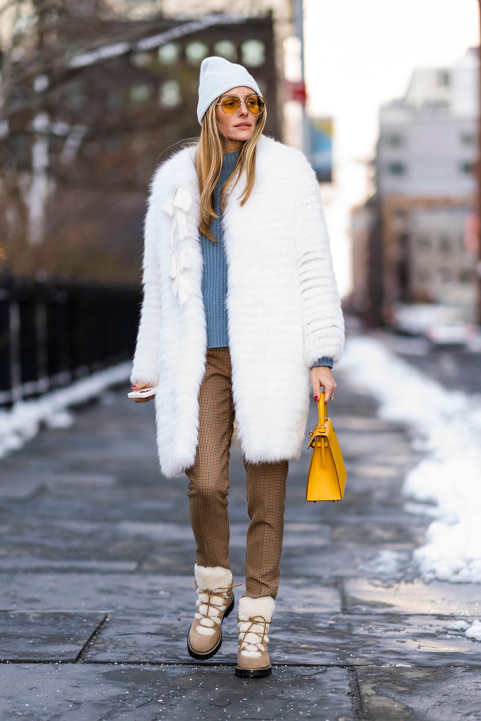 Chic Faux Fur Coat with Plaid Pants Chic Faux Fur Coat with Plaid Pants — Apres Ski Outfits
