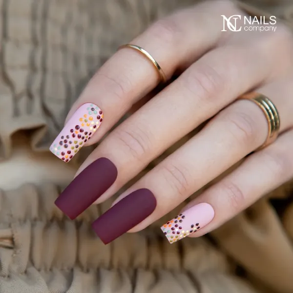 Dots On Accent Nails Visual Idea — Winter Acrylic Nails
