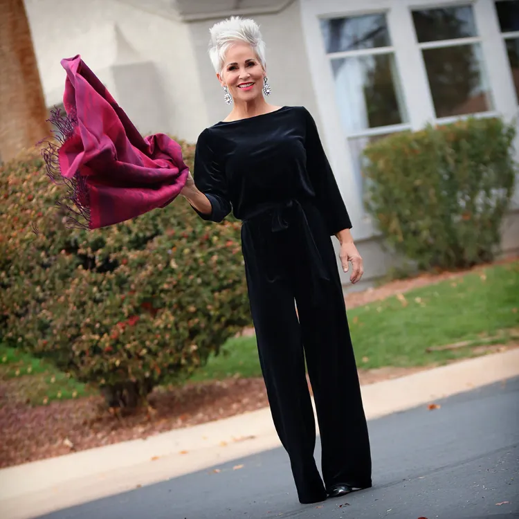 Velvet Jumpsuit: Elegant Winter Evening Wear Winter Going Out Outfits