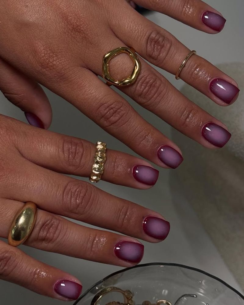 Smooth Gradient Application Visual Idea — Short Winter Square Nails