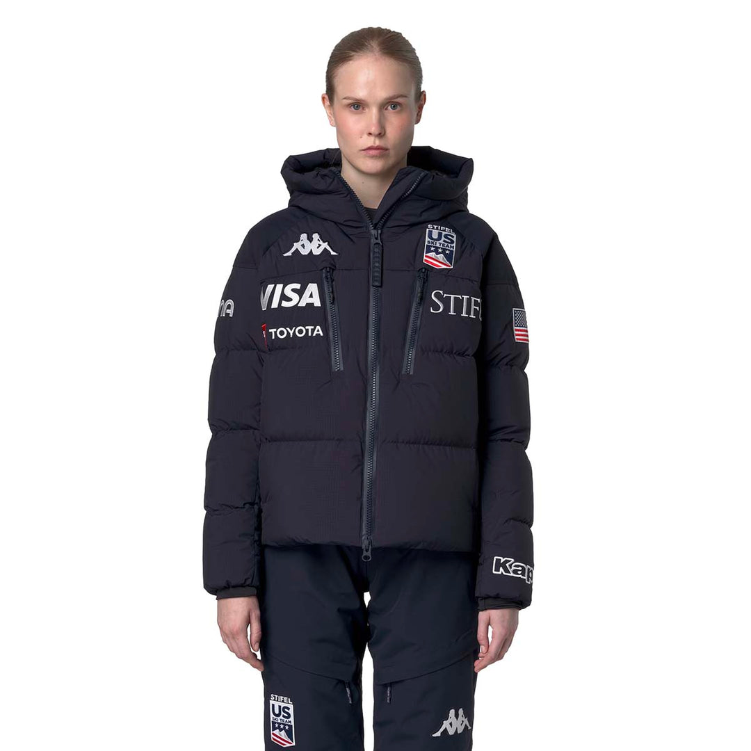Relaxed Fit Black Puffer Ski Jacket with Logo Details Relaxed Fit Black Puffer Ski Jacket with Logo Details — Ski Outfits