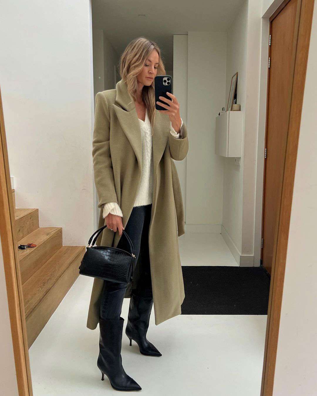 Cozy Cable-Knit Sweater and Wool Coat for Winter — Winter School Outfits