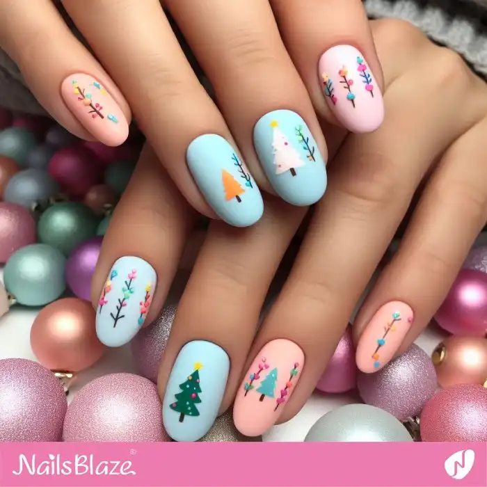 Pastel Mix with Festive Motifs Pastel Mix with Festive Motifs — Pastel Winter Nails