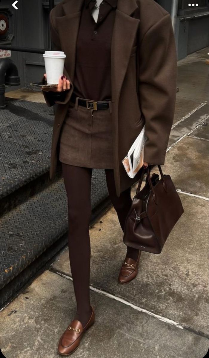 Brown Leather Loafers Outfit Idea Brown Leather Loafers Outfit Idea — Chocolate Brown Outfits