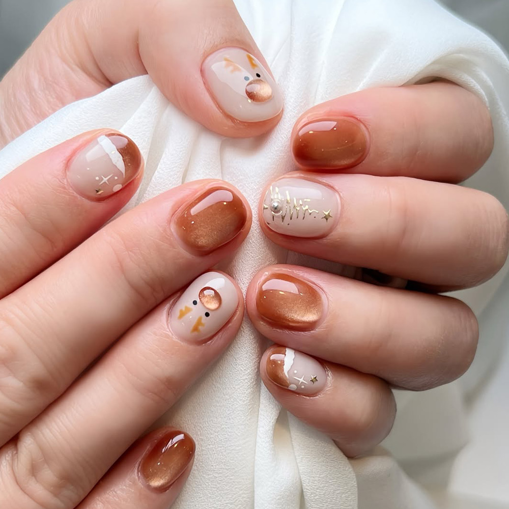 Dusty Rose Glossy Short Oval Nails — Short Winter Nails