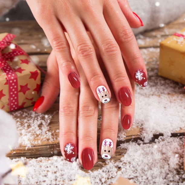 Festive Mix Coffin Nails — Winter Acrylic Nails