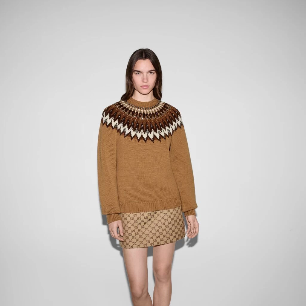 Brown Fair Isle Sweater with Monogram Mini Skirt Brown Fair Isle Sweater with Monogram Mini Skirt — Fair Isle Sweater Outfits