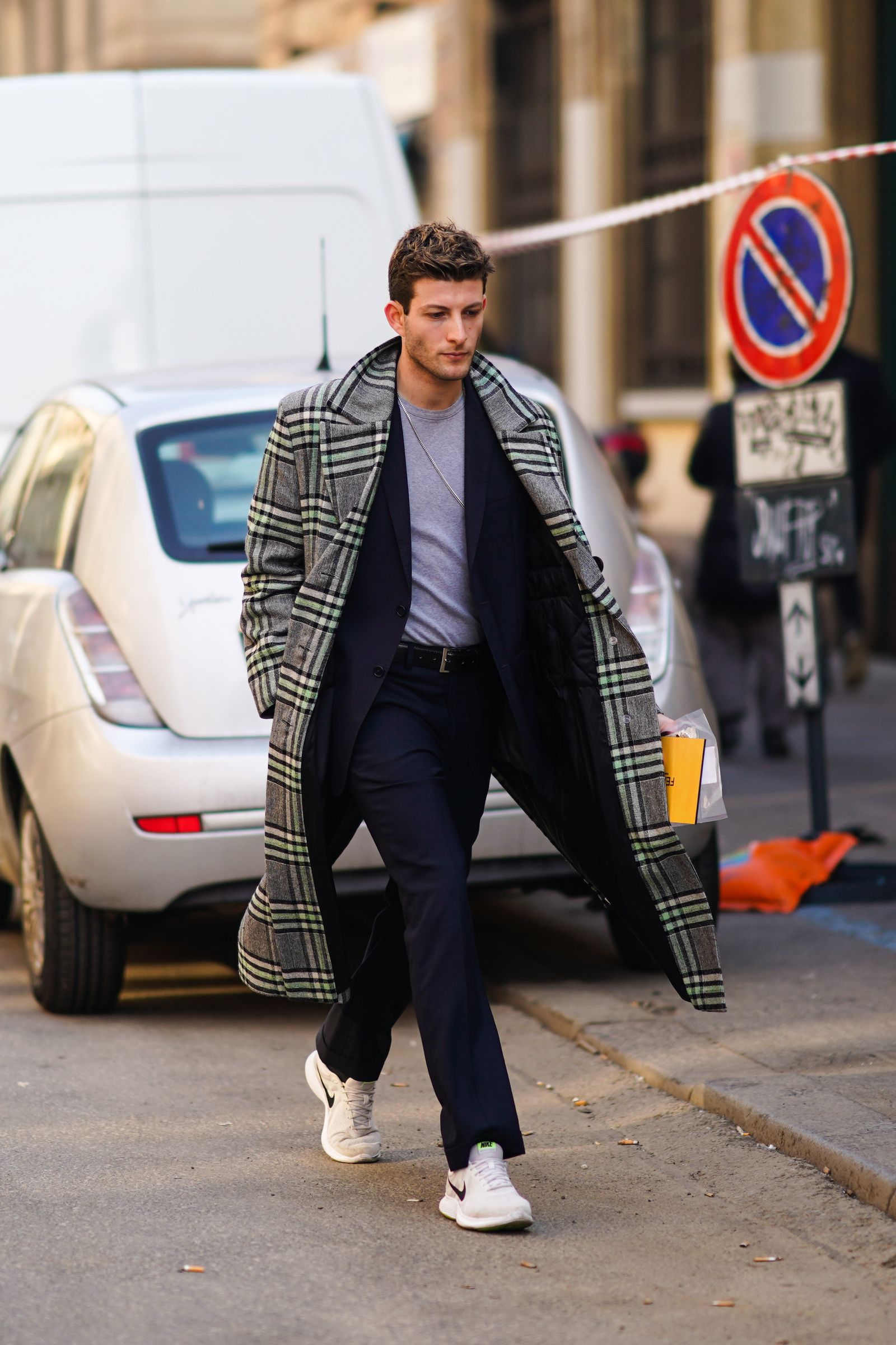 Statement Outerwear: Long Plaid Coat Over Suit Elements — Winter Outfits for Men