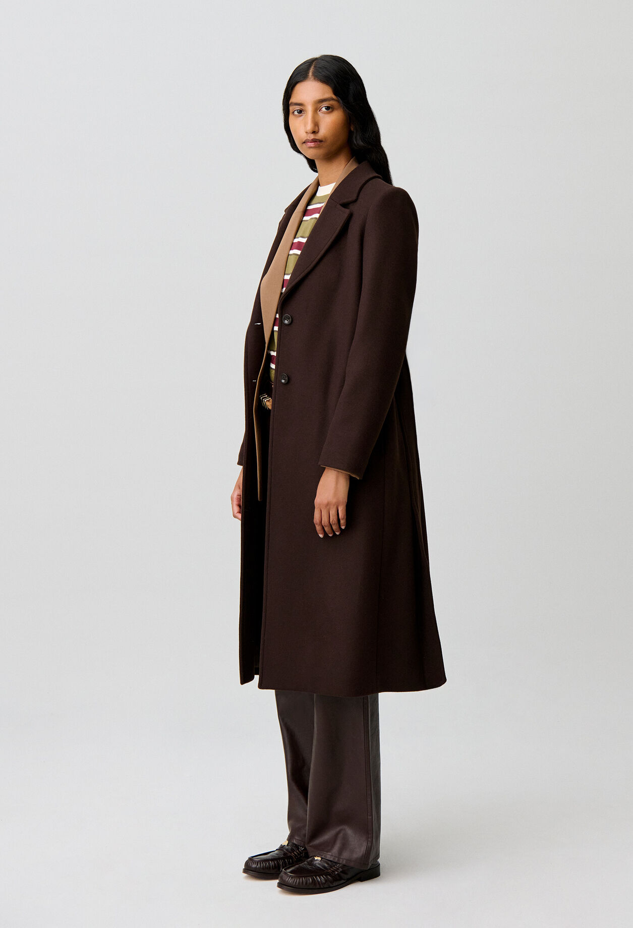 Brown Wool Coat over Blazer and Knit Brown Wool Coat over Blazer and Knit — Wool Coat Outfits