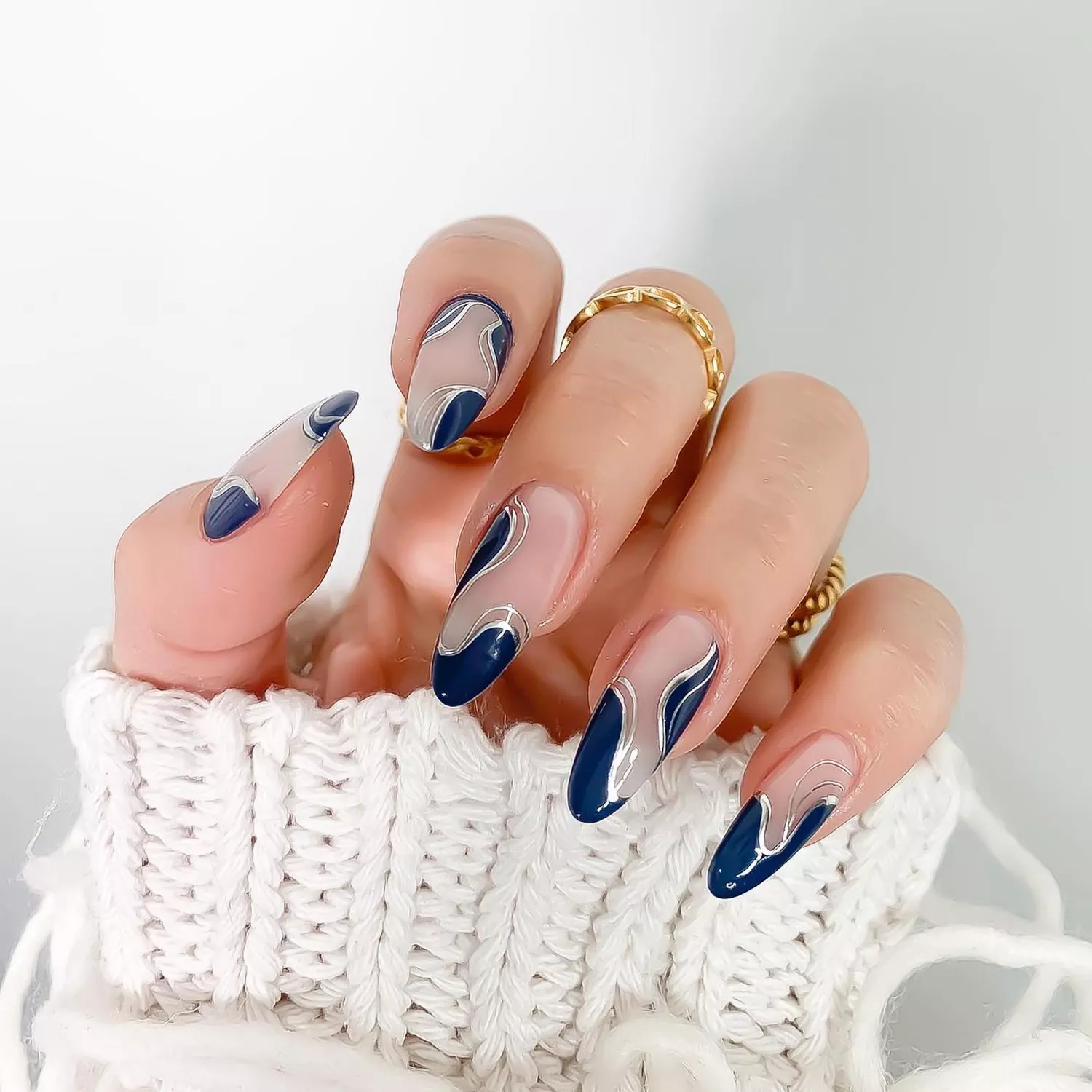 Sheer Pink with Pearlescent French — Winter Chrome Nails
