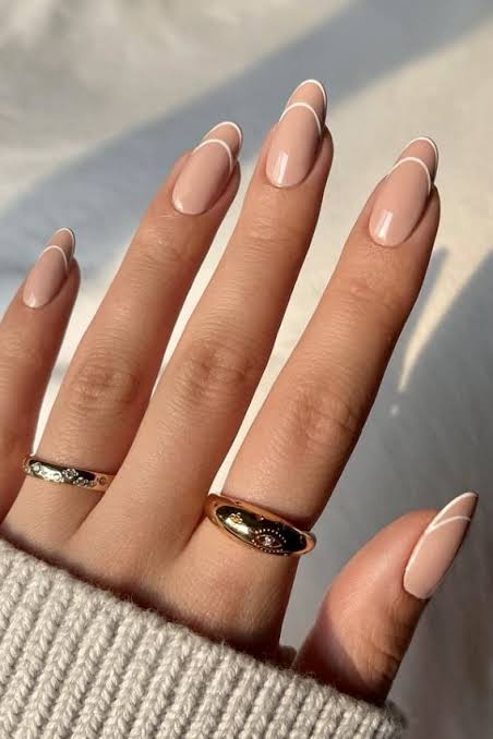 Sheer Nude with Classic White French Tips — Winter Nude Nails
