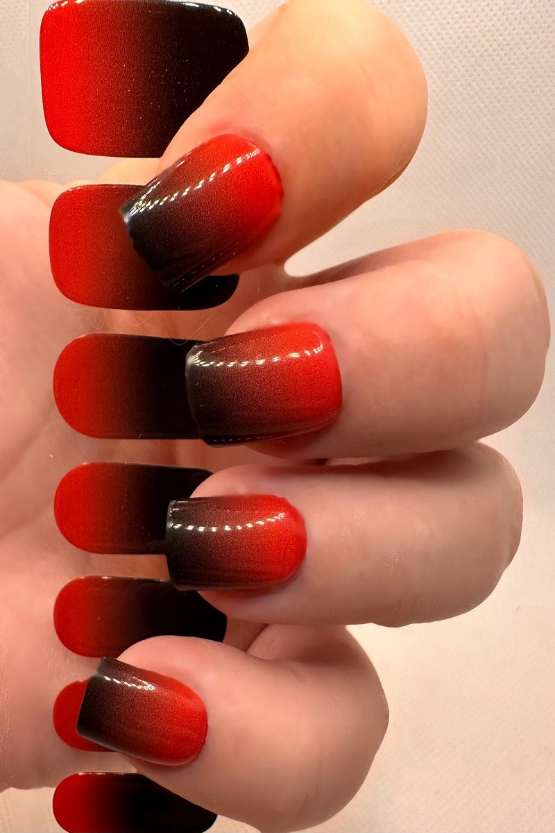 Matte Pink Grey Ombre with Lines — Winter Ombre Nails