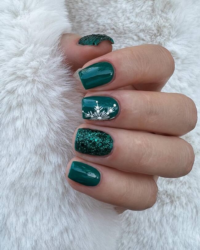 Precise Cuticle Work Even Polish Visual Idea — Short Winter Square Nails
