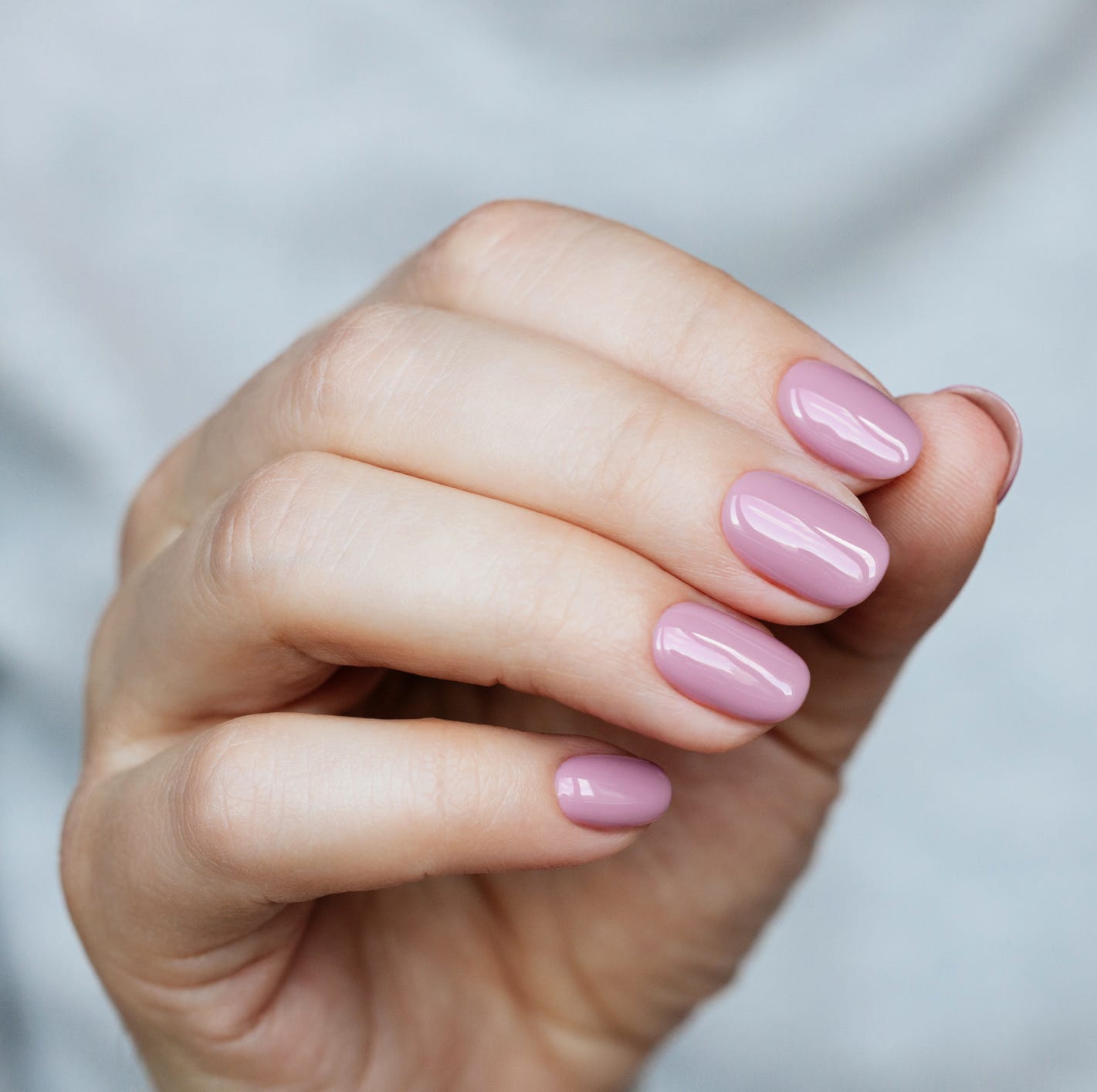 Dusty Rose Mauve Glossy Medium Oval Dusty Rose Mauve Glossy Medium Oval — Winter Nail Colors for Women Over 60