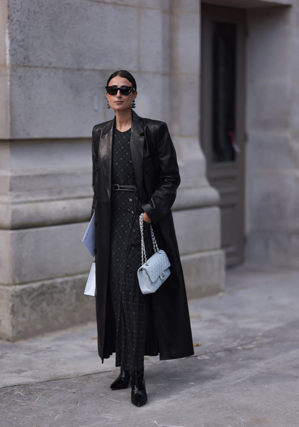 Leather Trench Coat with Plaid Dress and Ankle Boots Leather Trench Coat with Plaid Dress and Ankle Boots — London Winter Outfits